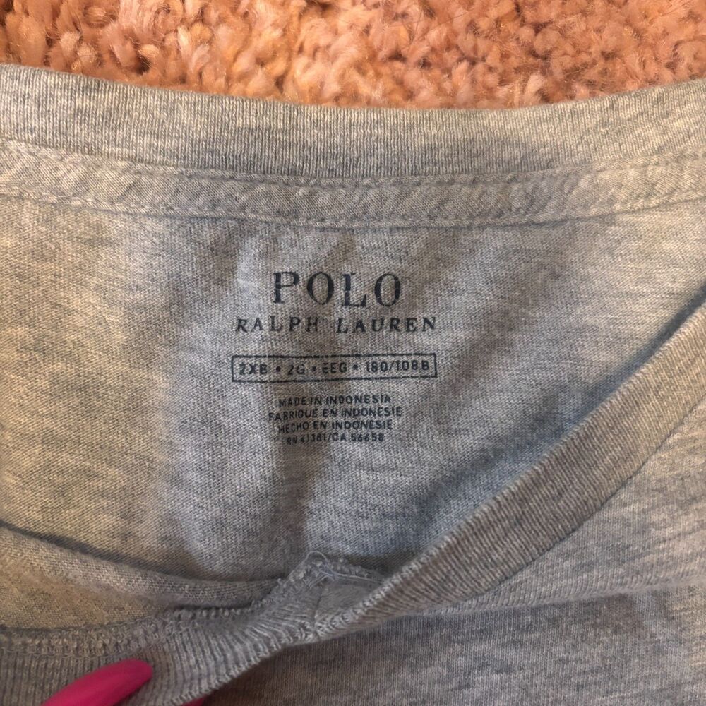Polo Ralph Lauren VNeck TShirt Mens 2XB Gray Short Sleeve SUPER SOFT 100% Cotton - Picture 4 of 7